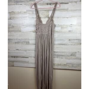 POL womens Small tan maxi dress boho spaghetti strap casual lace new long